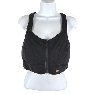 SHEFIT Black High-Support Zip-Front Sports Bra